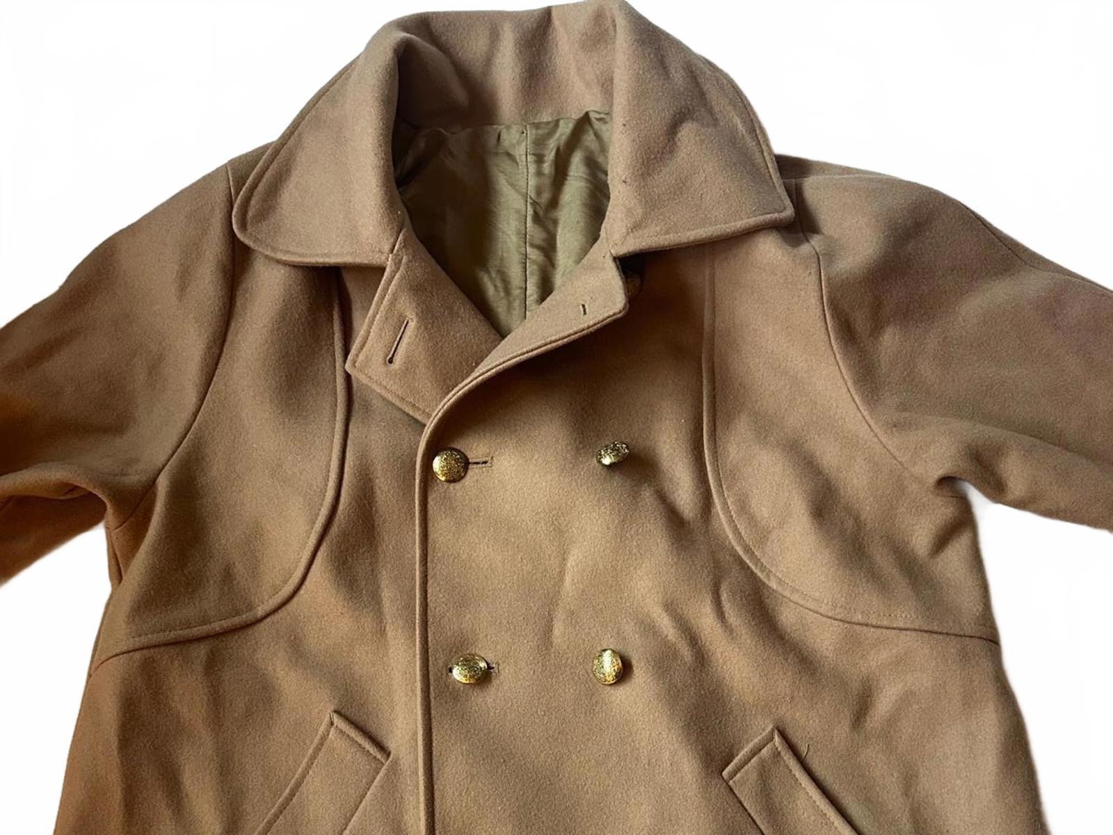 Vintage Women’s Camel Wool Double Breasted Coat L