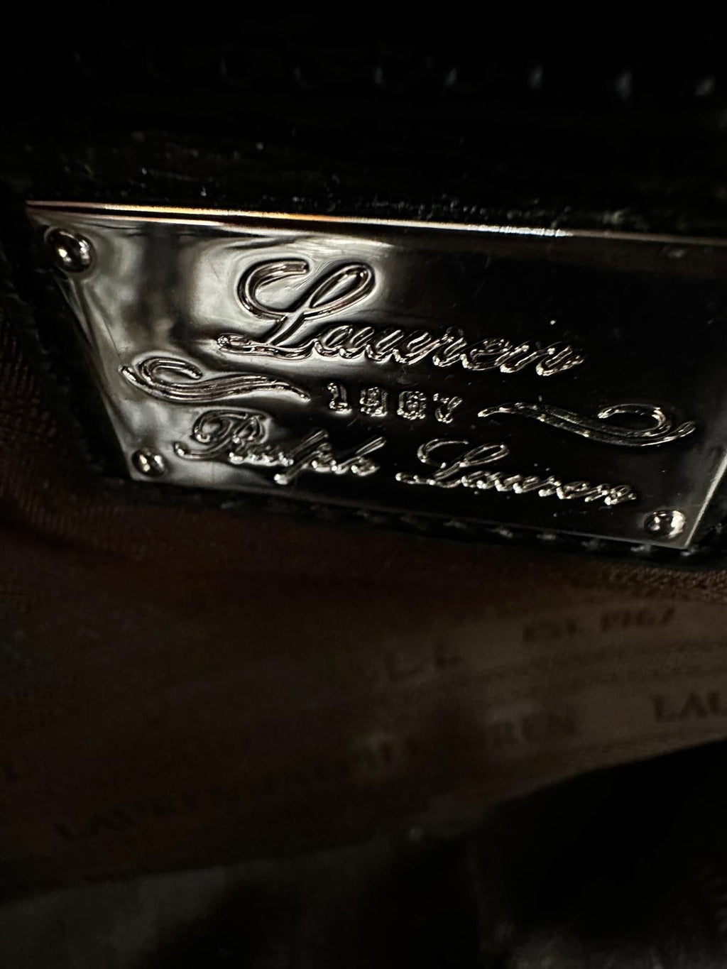 Lauren Ralph Lauren RLL Black Embossed Satchel Bag