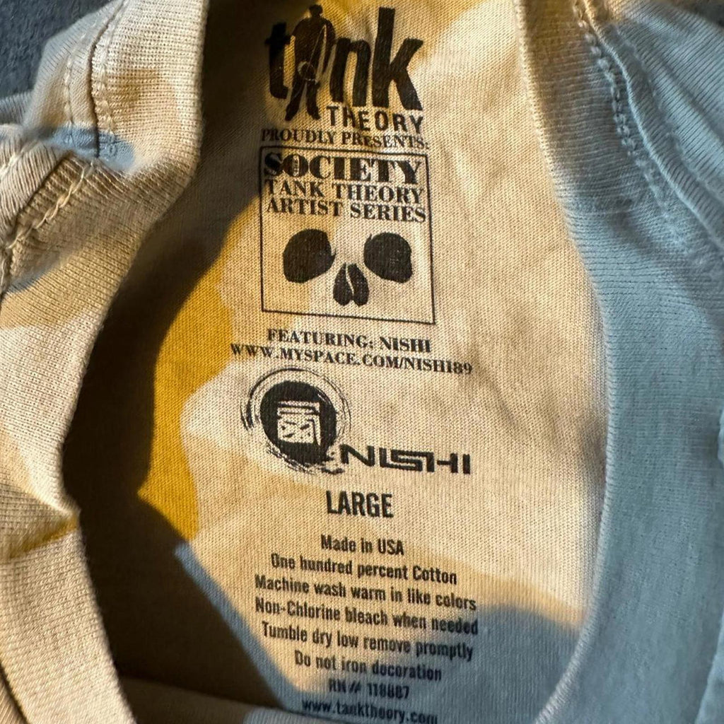 Rare TANK Theory x Nishi Graphic T-Shirt – Society Artist Series – Made in USA – Size Large