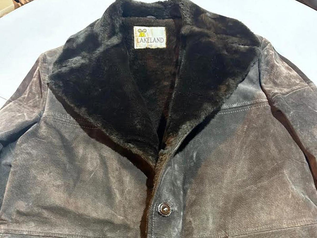 Vintage Lakeland Suede Leather Fur-Lined Coat 46