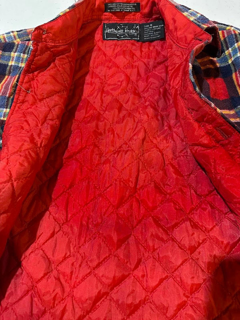 Vintage Quilted Lined Plaid Flannel Work Shirt Small