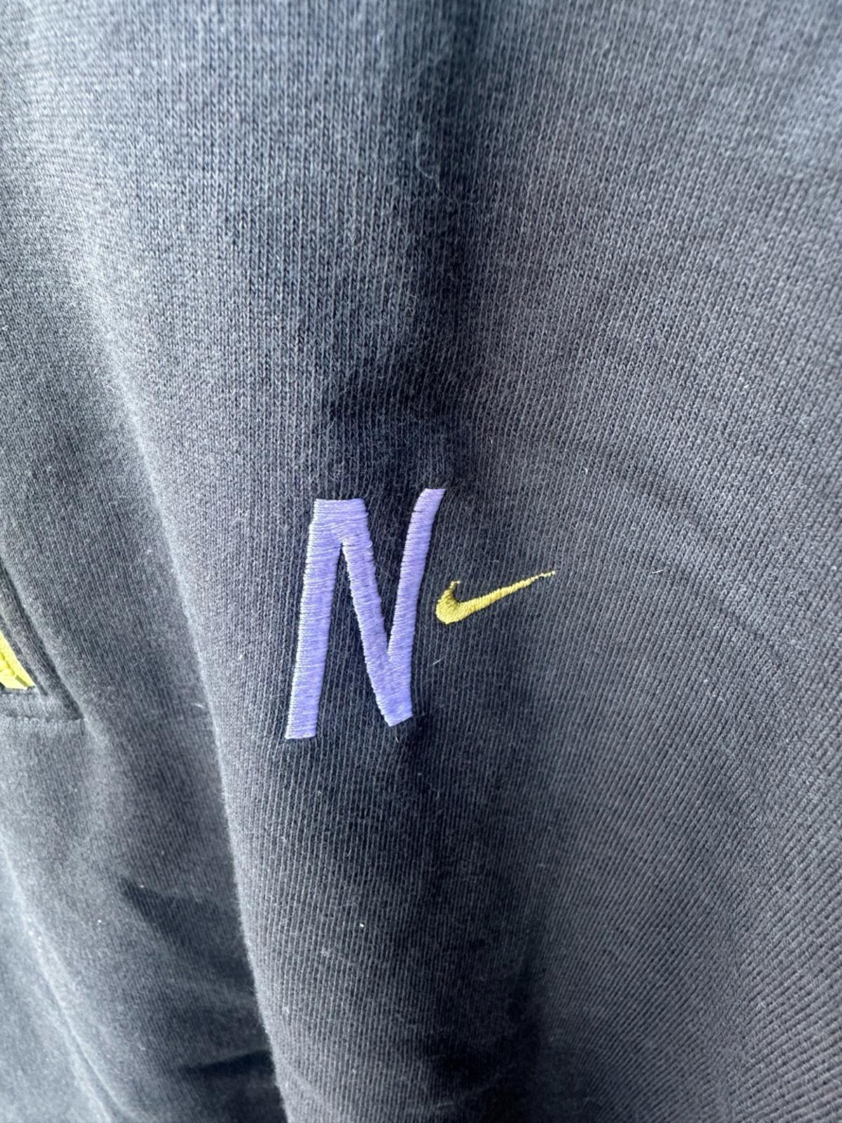 Nike Dark Green & Neon Half-Zip Sweatshirt – Embroidered "N" & Swoosh, XL