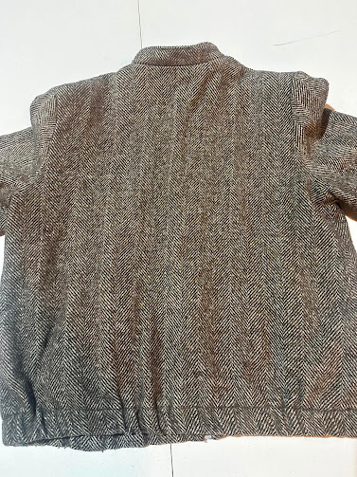 Fast Forward Herringbone Tweed Zip Jacket Wool Blend L