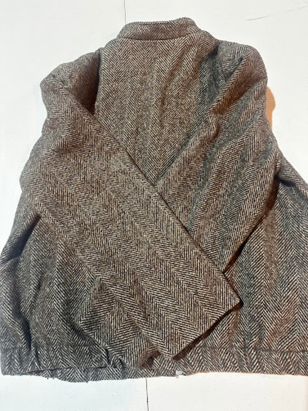 Fast Forward Herringbone Tweed Zip Jacket Wool Blend L