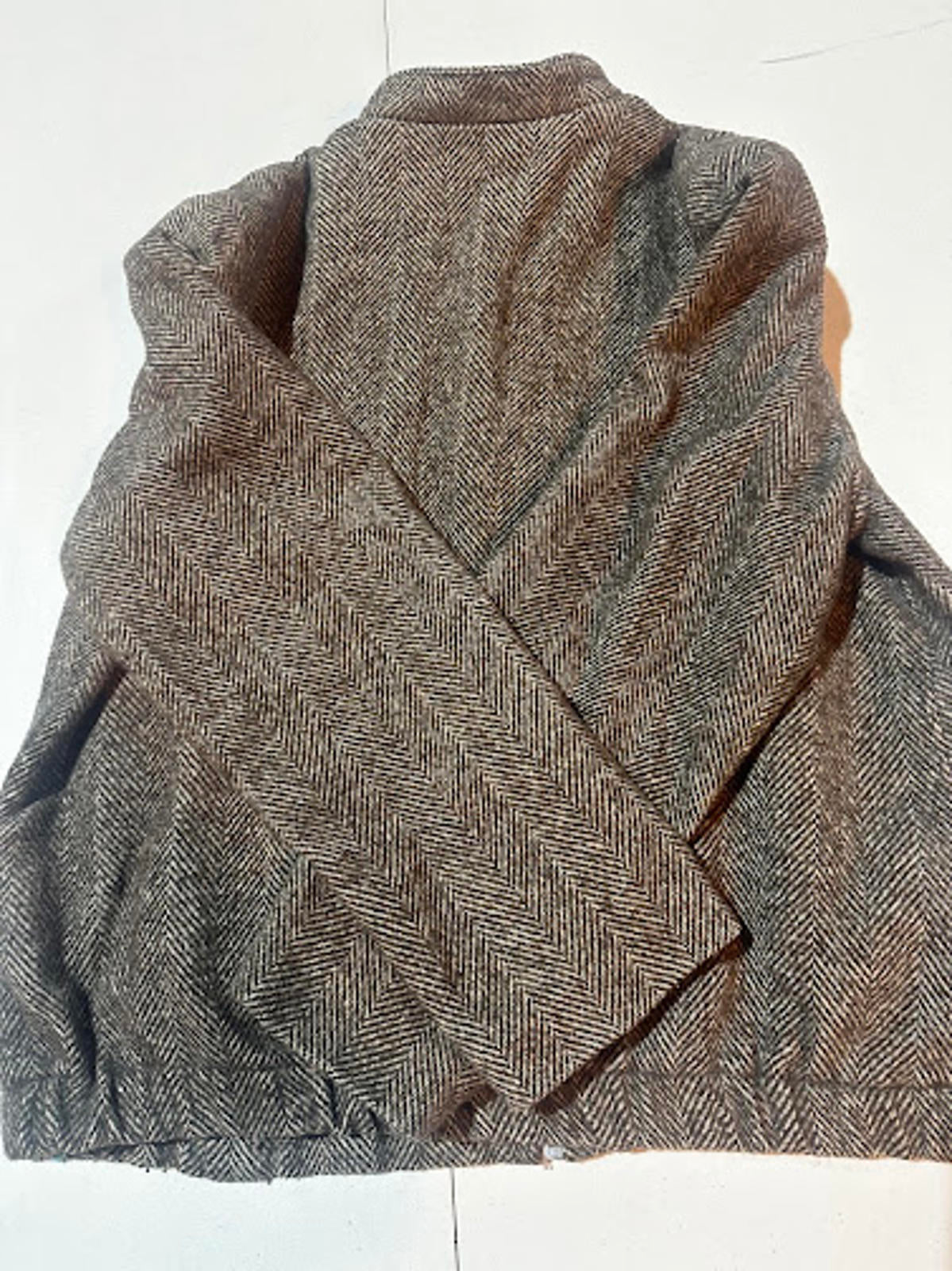 Fast Forward Herringbone Tweed Zip Jacket Wool Blend L