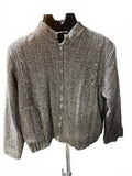 Fast Forward Herringbone Tweed Zip Jacket Wool Blend L