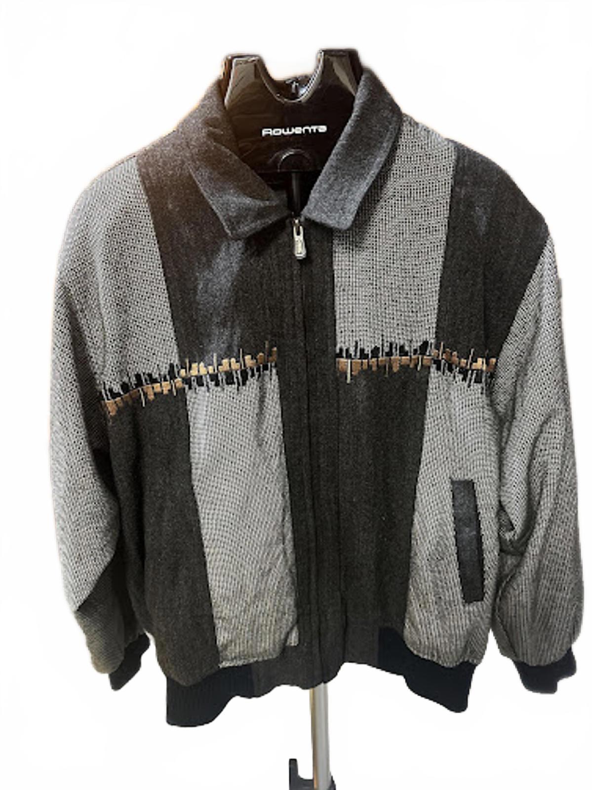 Vintage Califf Gray Black Patterned Knit Bomber Jacket