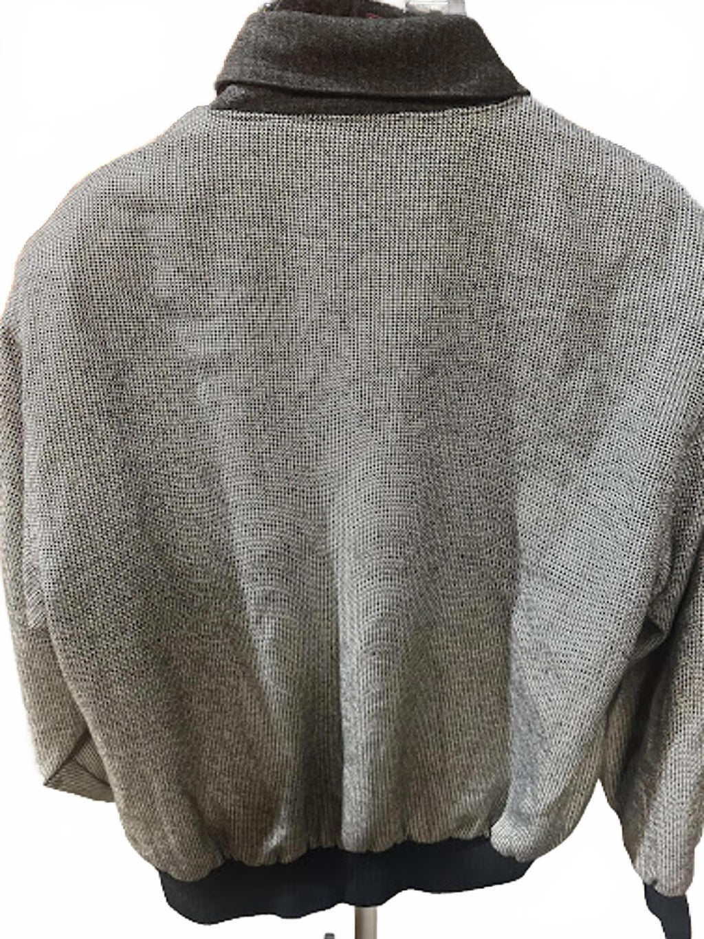 Vintage Califf Gray Black Patterned Knit Bomber Jacket