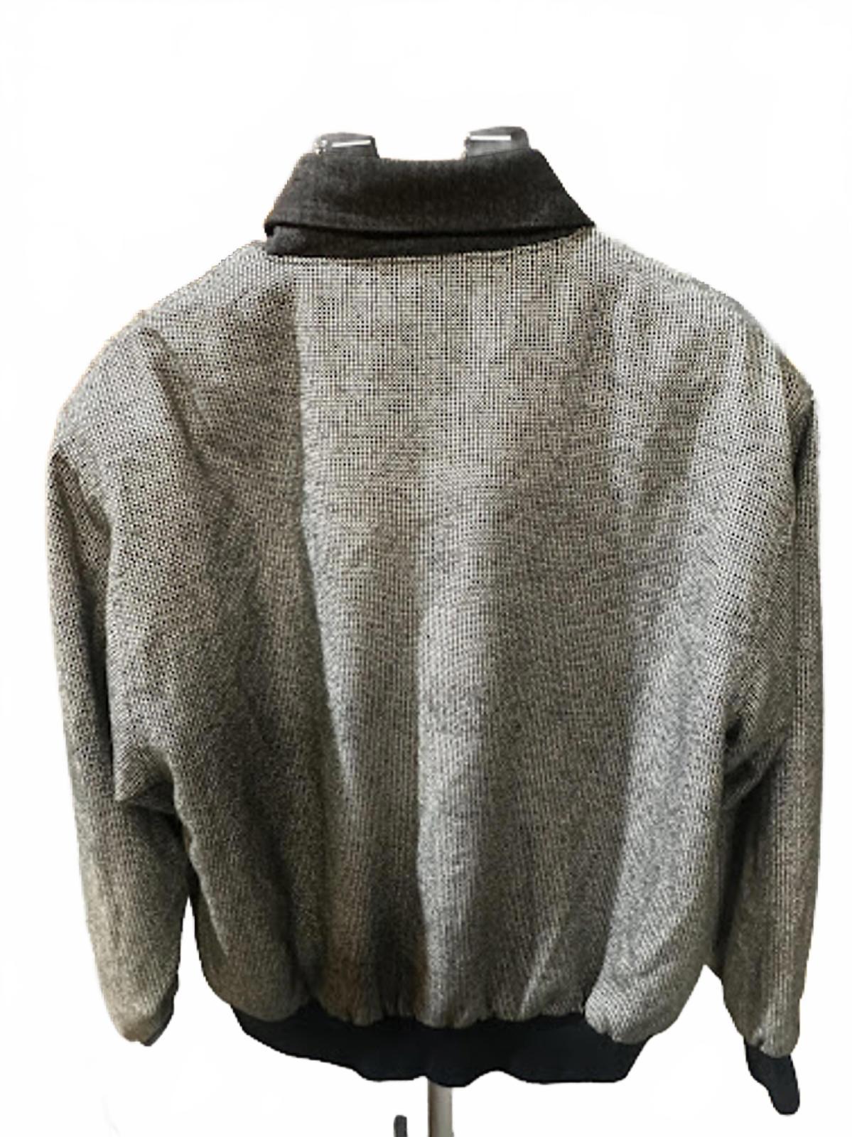 Vintage Califf Gray Black Patterned Knit Bomber Jacket