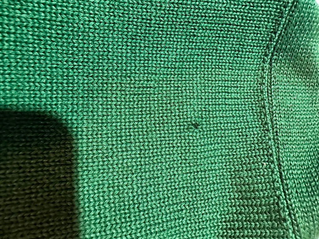 Vintage Green Wool Sweater w Moth Wear Distressed
