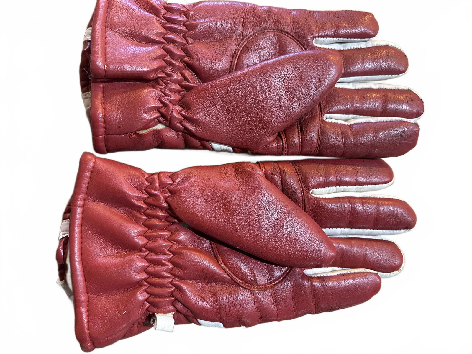 Vintage Red Leather Zip Gloves Ski Winter Size M