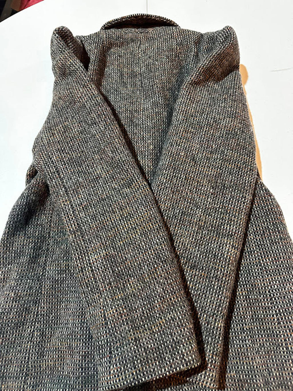 Vintage Tweed Wool Long Coat Belted Women’s Small