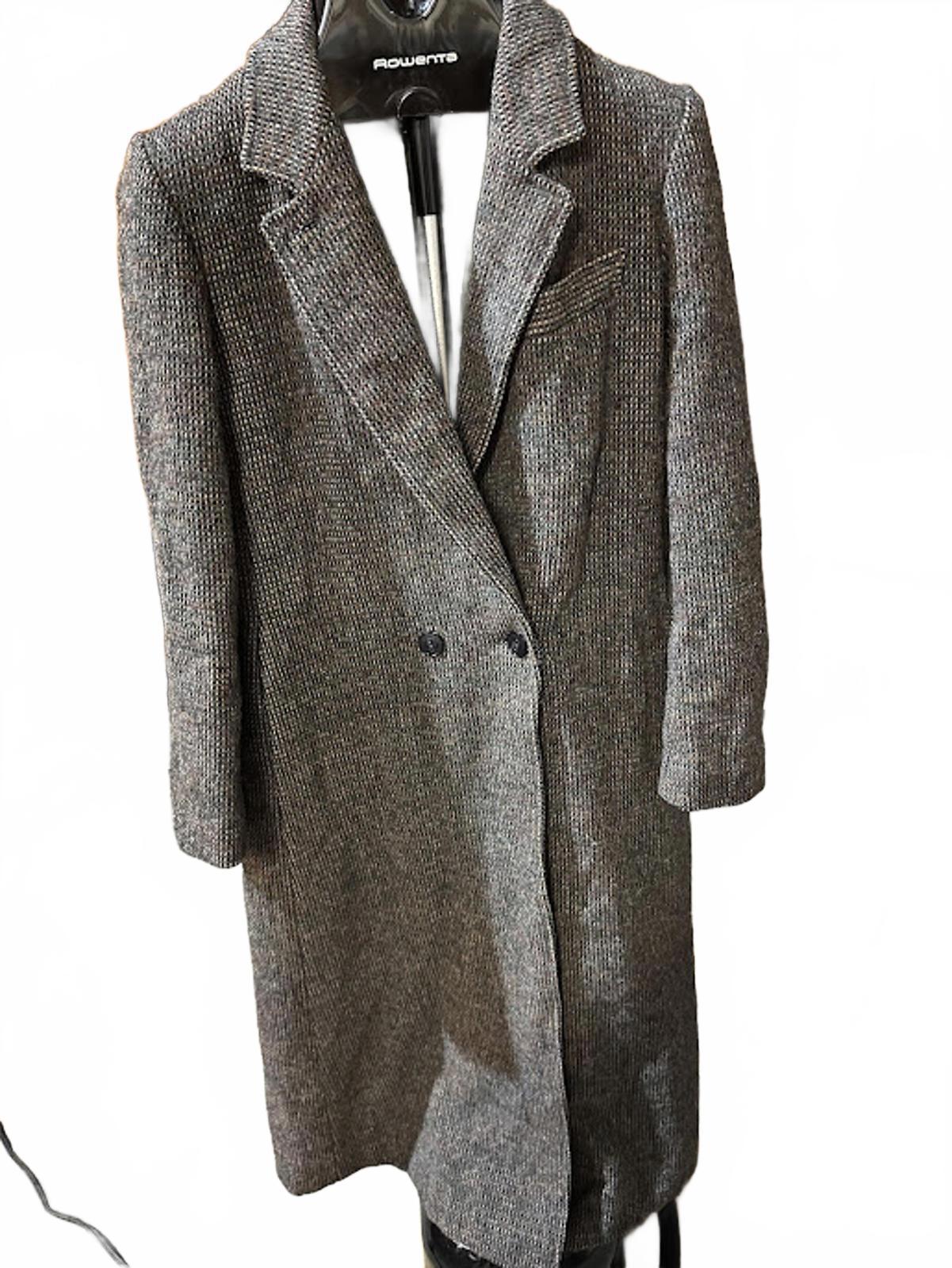 Vintage Tweed Wool Long Coat Belted Women’s Small