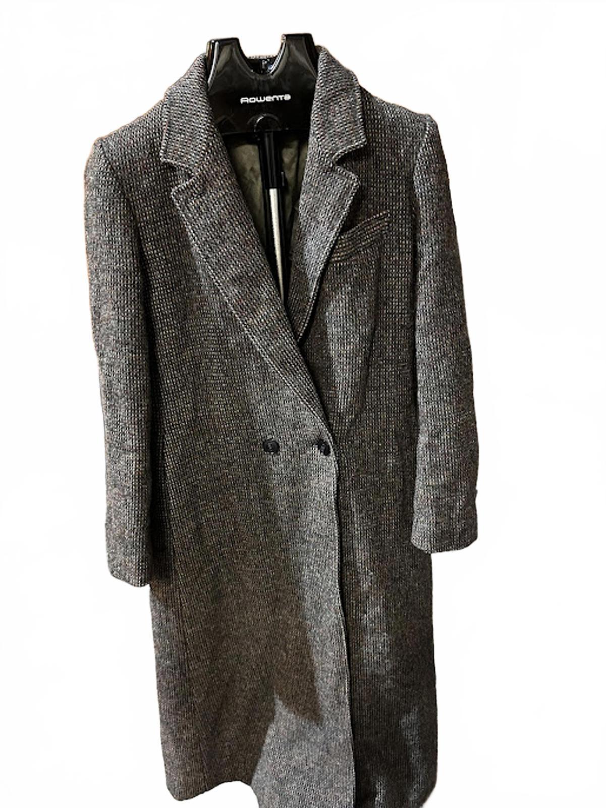Vintage Tweed Wool Long Coat Belted Women’s Small