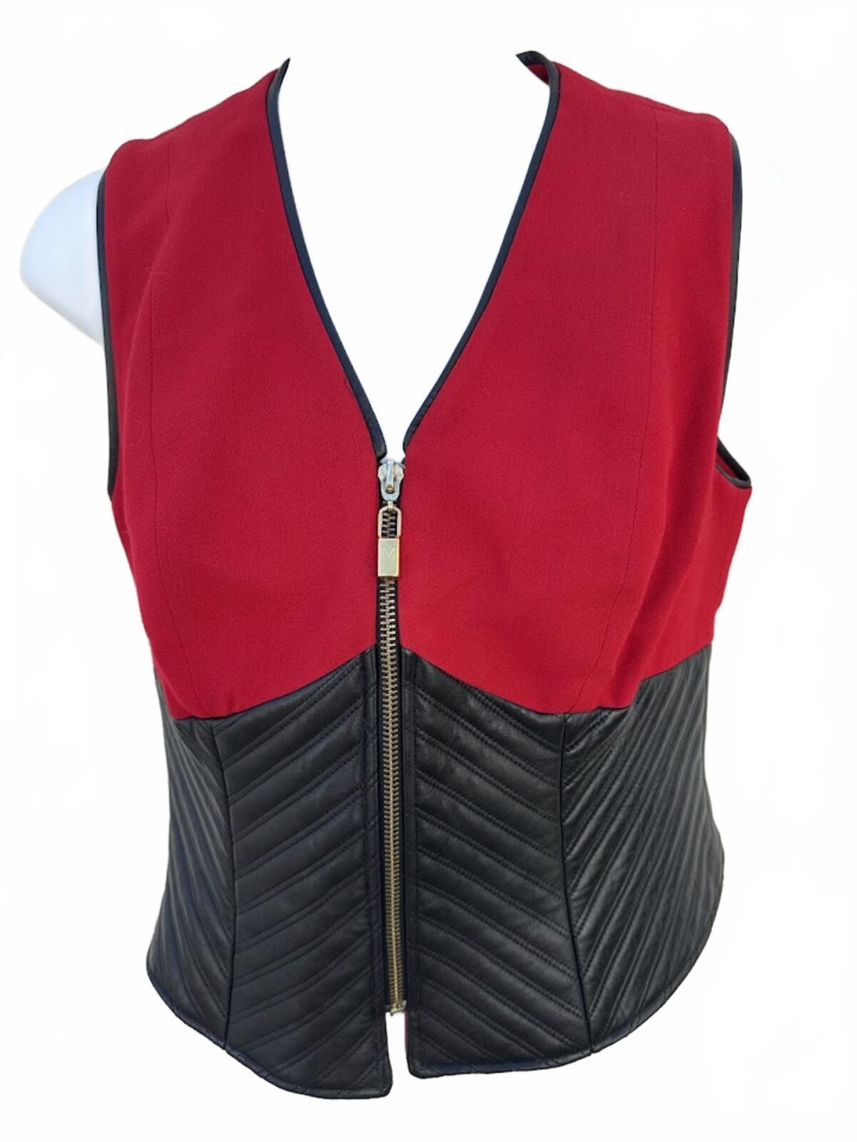 Alberto Makali Wool Leather Zip Vest Size 2