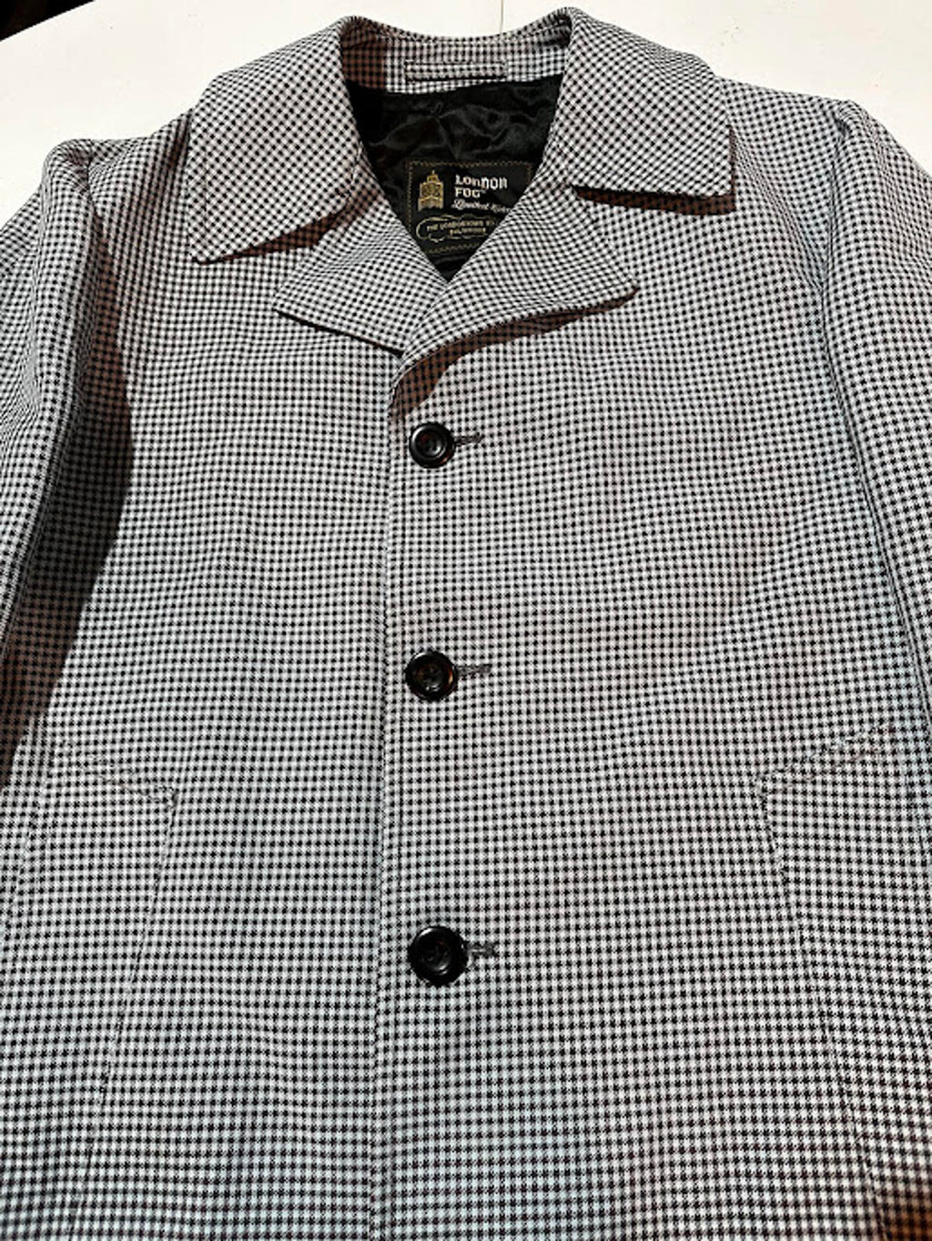 Vintage London Fog Houndstooth Long Coat USA Made