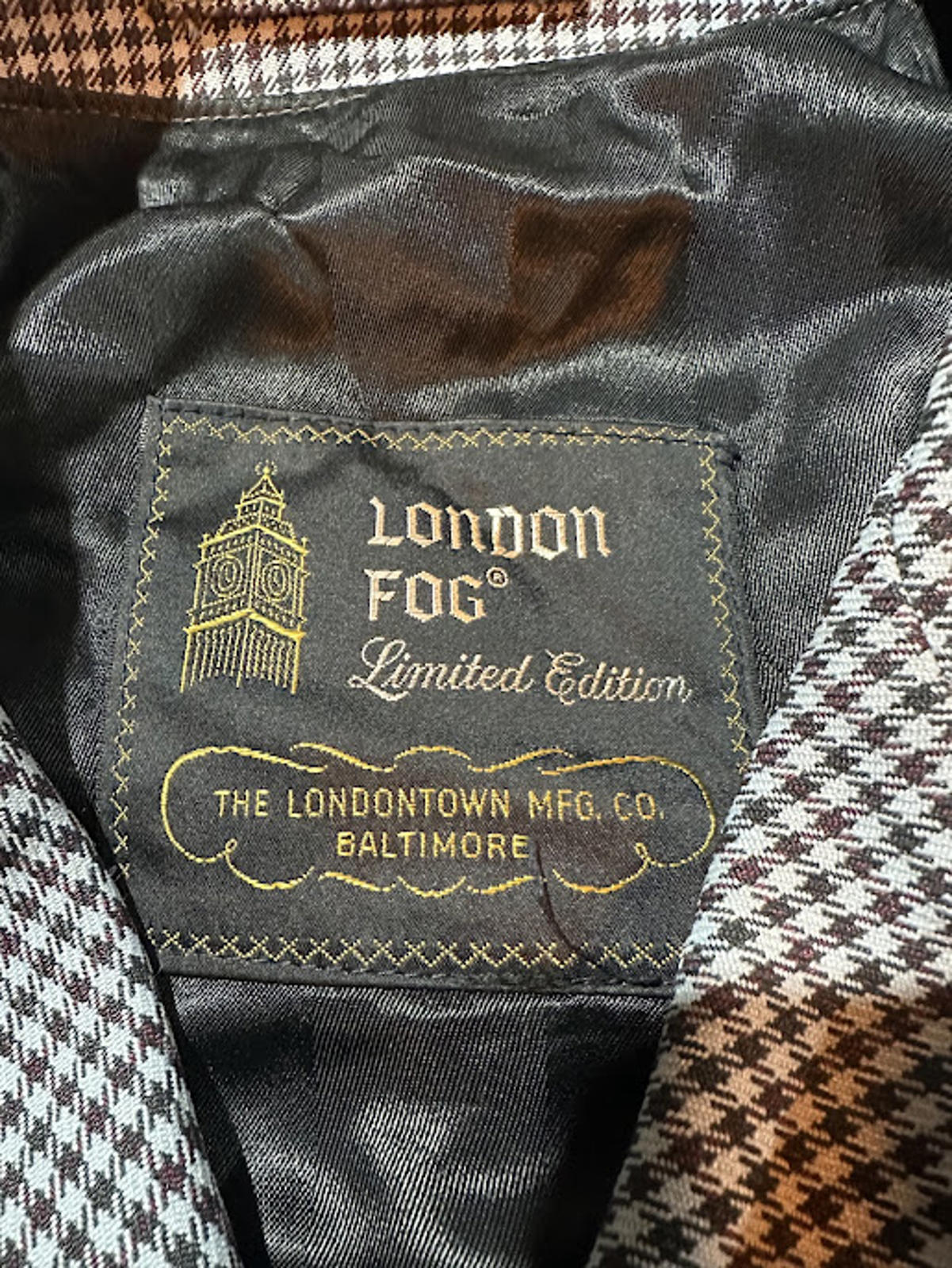 Vintage London Fog Houndstooth Long Coat USA Made