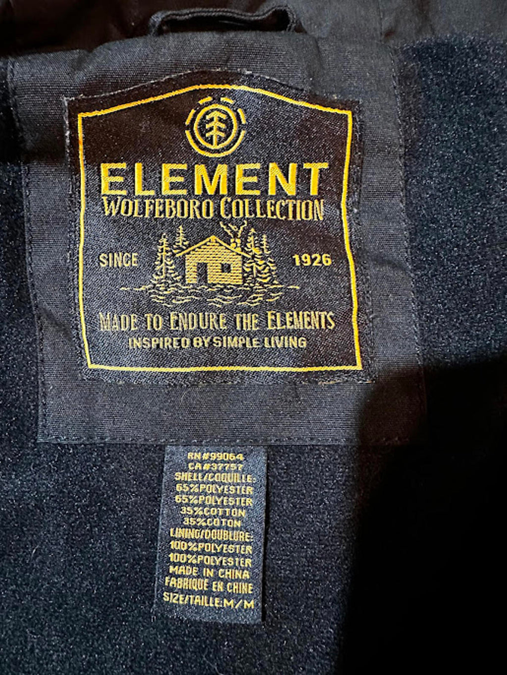Element Wolfeboro Hooded Utility Jacket Black Medium