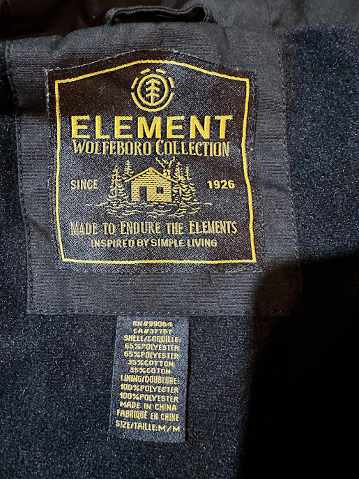 Element Wolfeboro Hooded Utility Jacket Black Medium