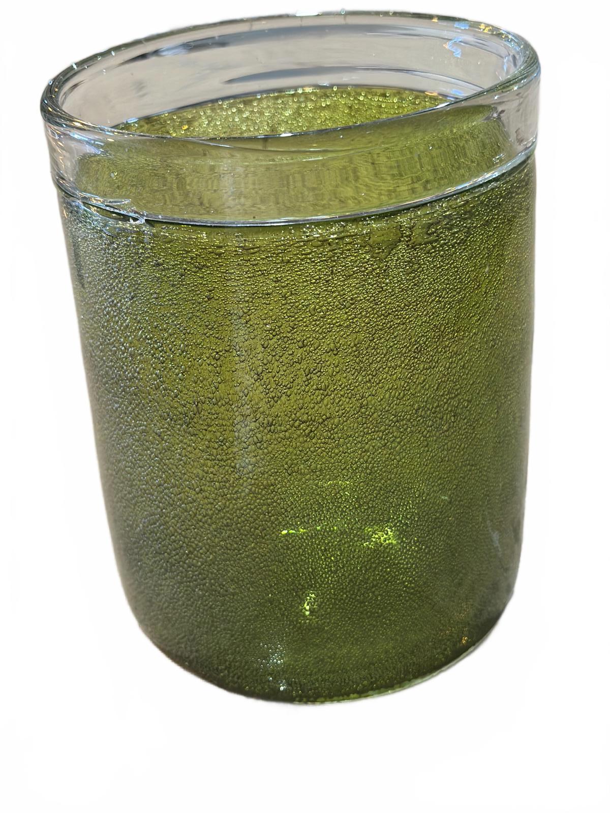 Handblown Recycled Glass Vase – Green Bubble Glass