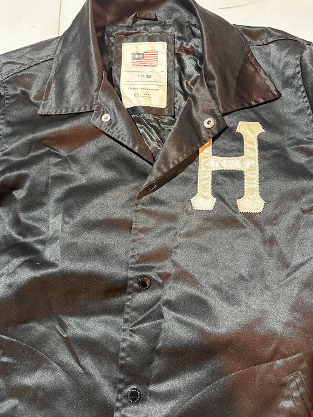HUF Satin Varsity Coach Jacket Chenille Lettering Medium