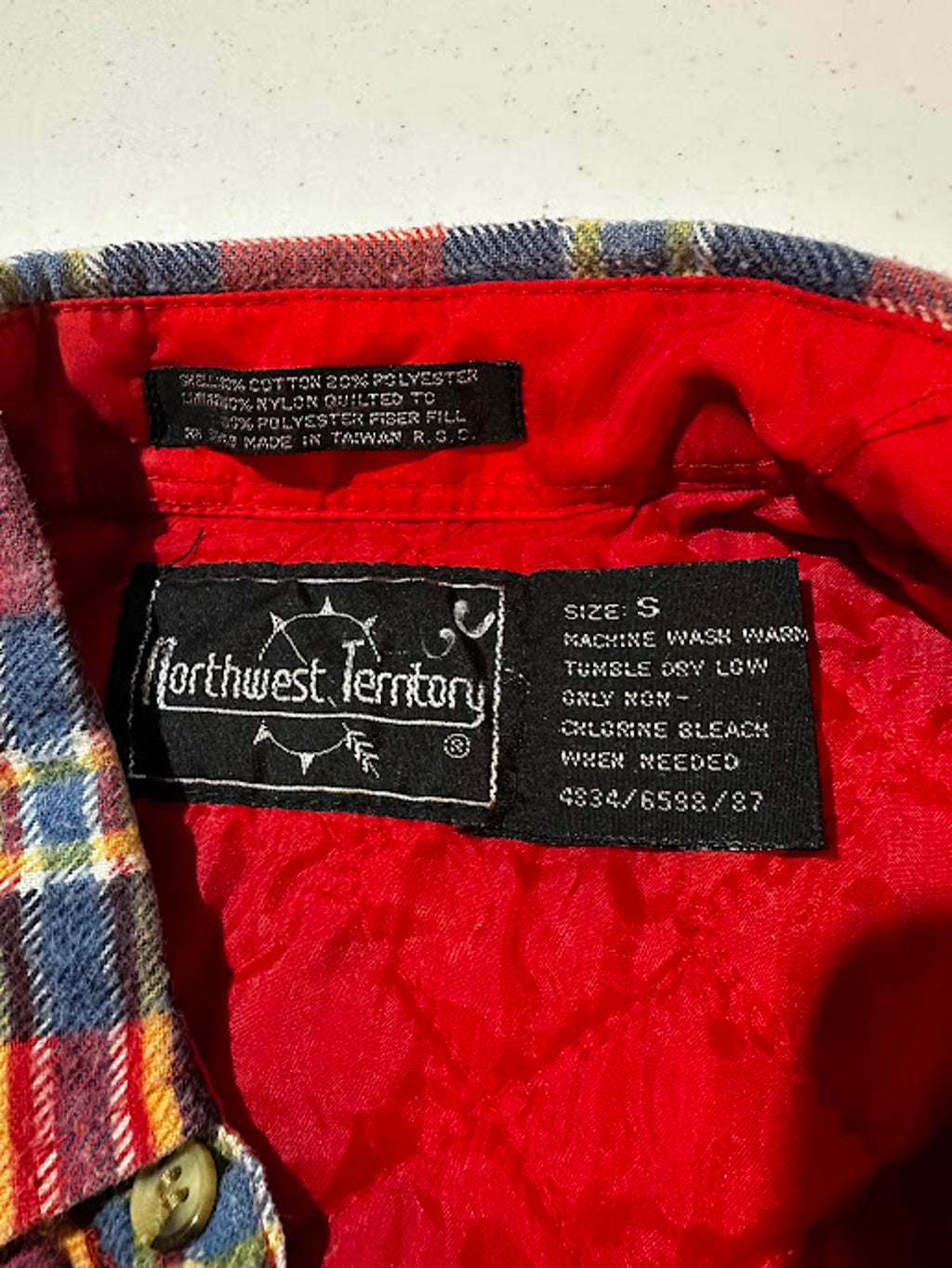 Vintage Quilted Lined Plaid Flannel Work Shirt Small