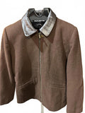 Vintage Jonathan Michael Wool Jacket Leather Collar USA  M