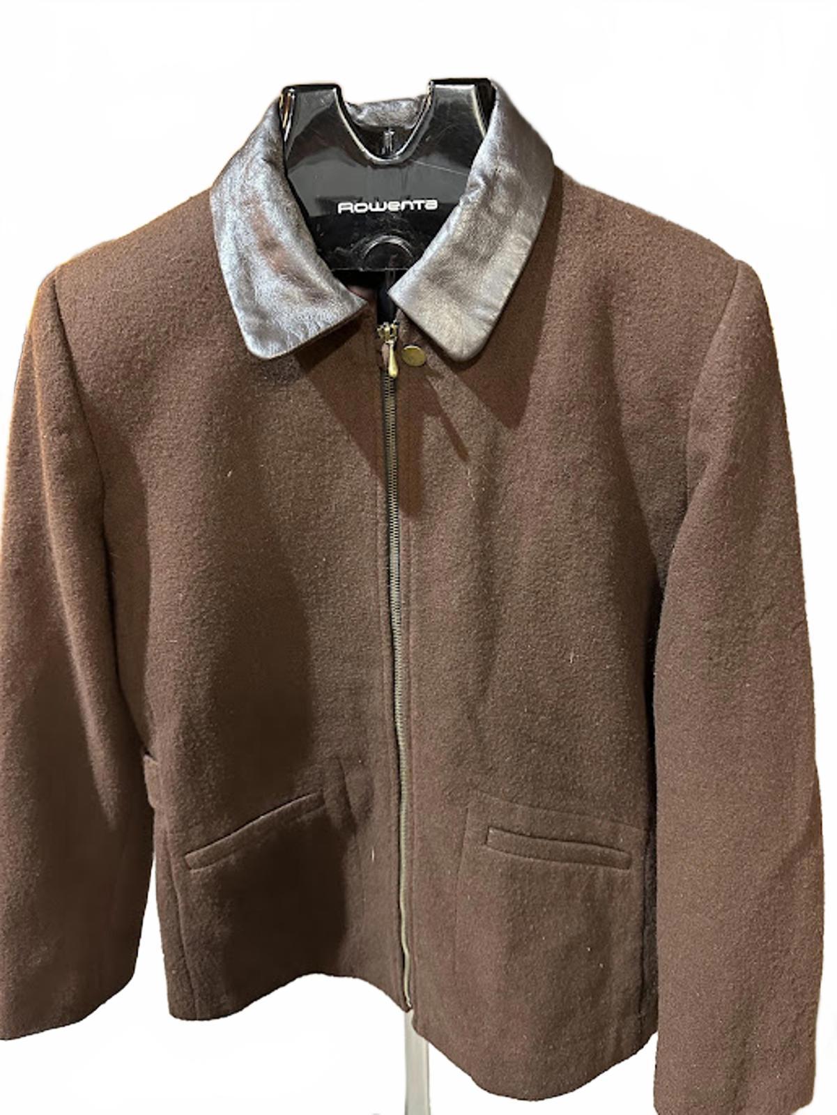 Vintage Jonathan Michael Wool Jacket Leather Collar USA  M