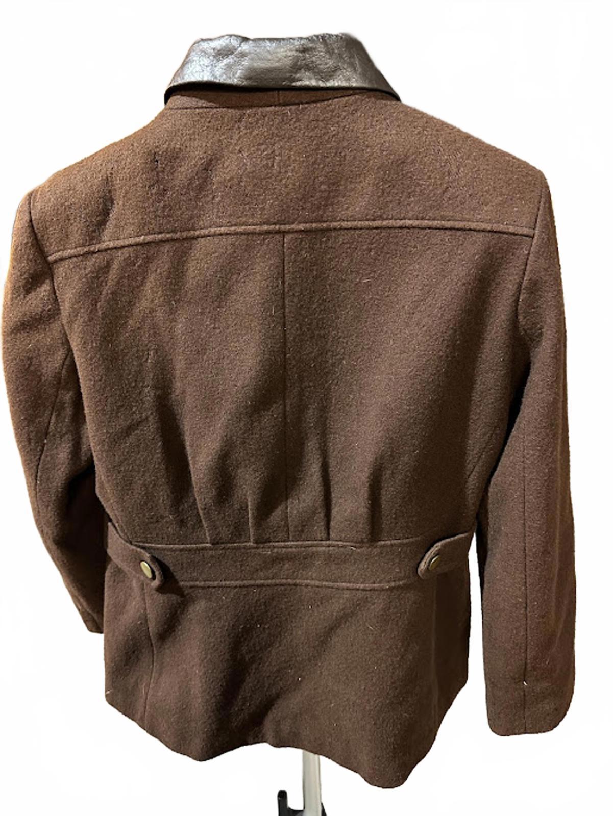 Vintage Jonathan Michael Wool Jacket Leather Collar USA  M