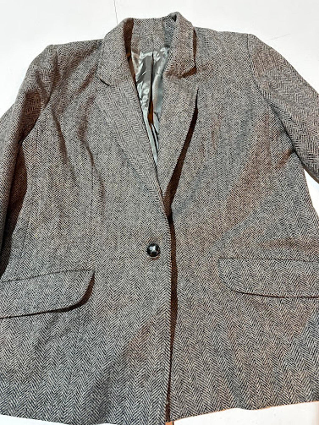 Vintage USA Made Herringbone Tweed Blazer Wool Jacket