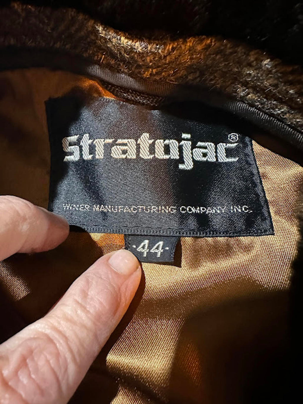 Stratjac Tweed Shearling Lined Coat Faux Fur Collar 44