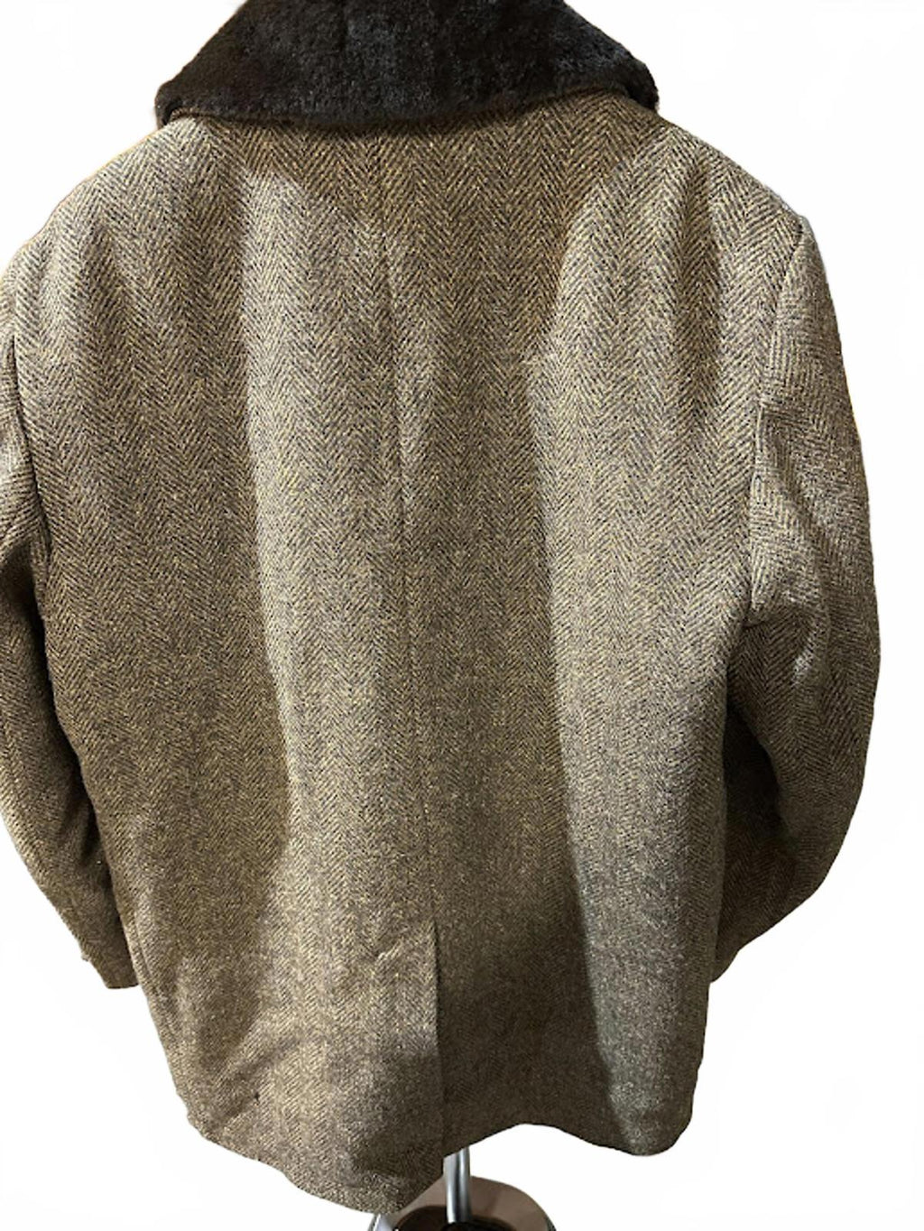 Stratjac Tweed Shearling Lined Coat Faux Fur Collar 44