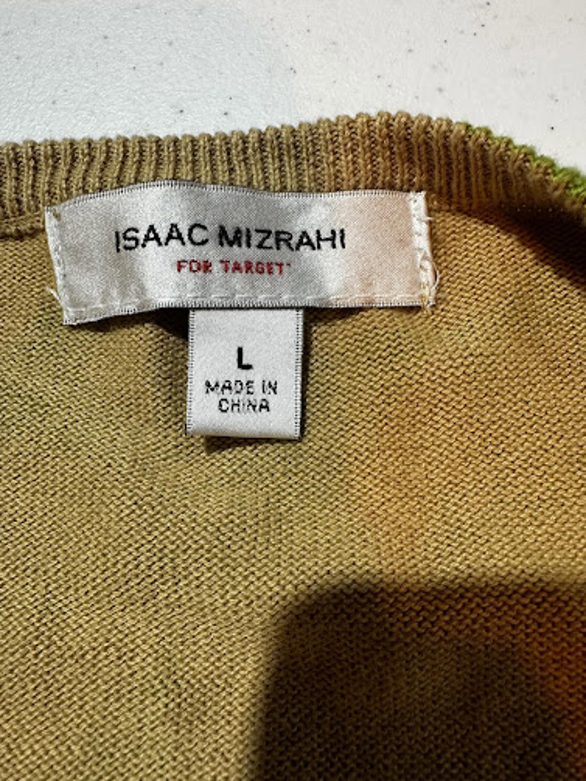 Isaac Mizrahi Houndstooth Graphic Knit Cardigan L