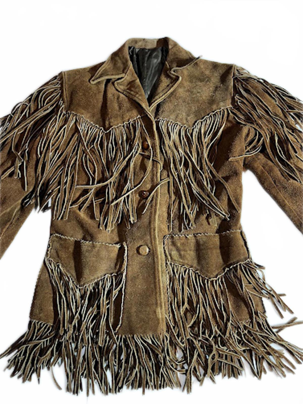 Vintage Brown Suede Fringe Western Jacket Women’s S