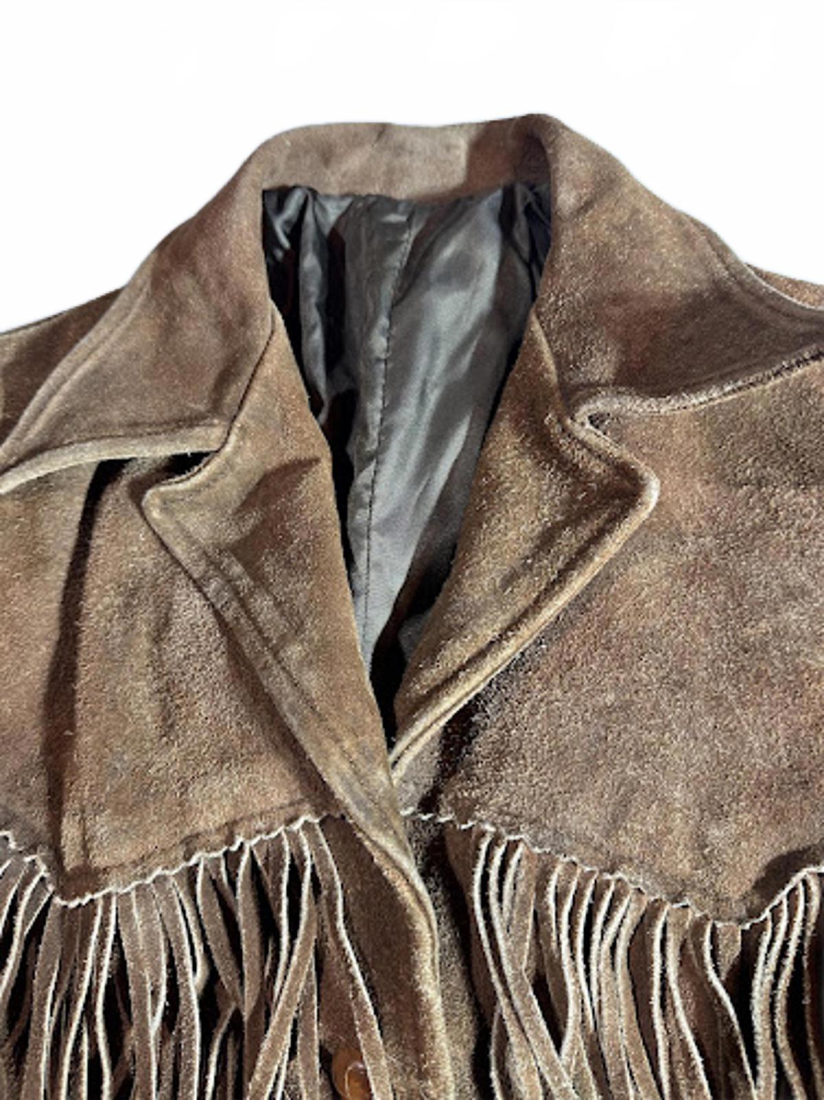 Vintage Brown Suede Fringe Western Jacket Women’s S
