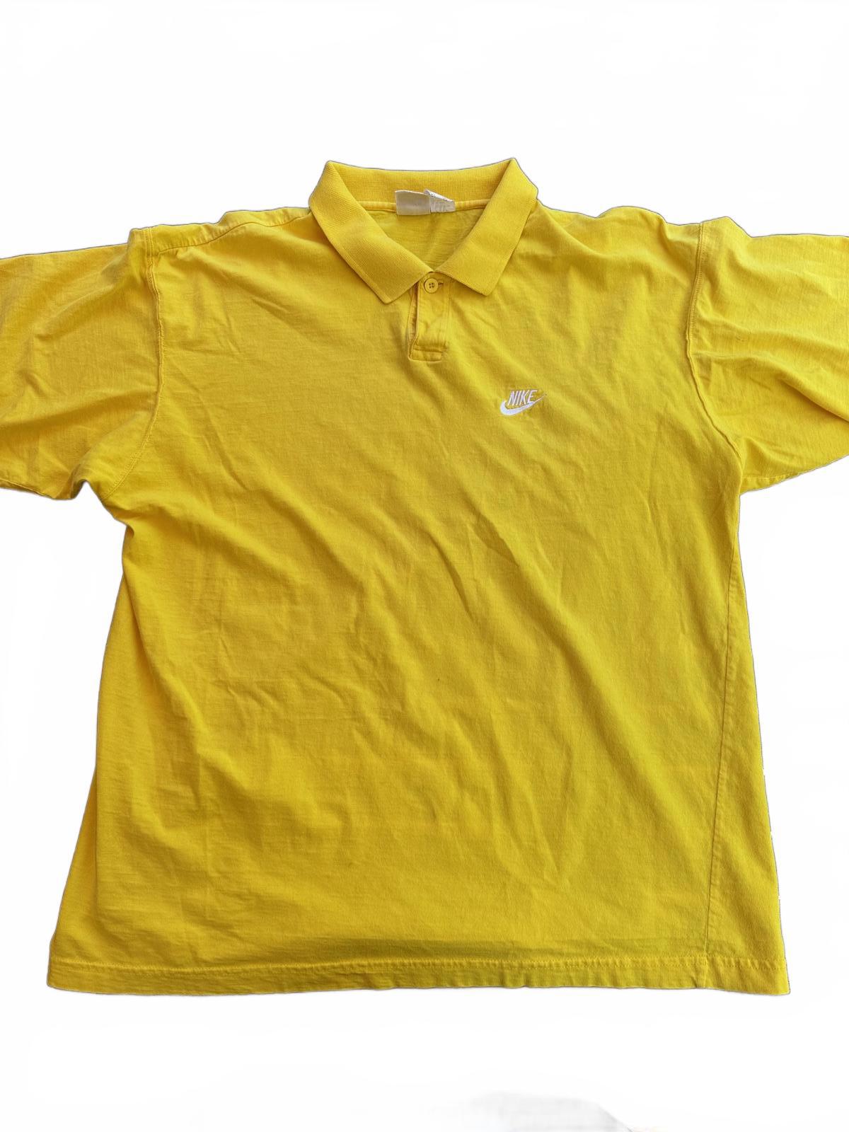 Vintage 90s Nike Yellow Polo Shirt – Size XL  White Embroidered Logo Made in USA