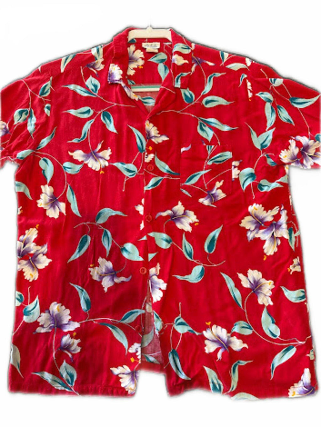 Nalu Hawaii Red Rayon Hawaiian Shirt Large