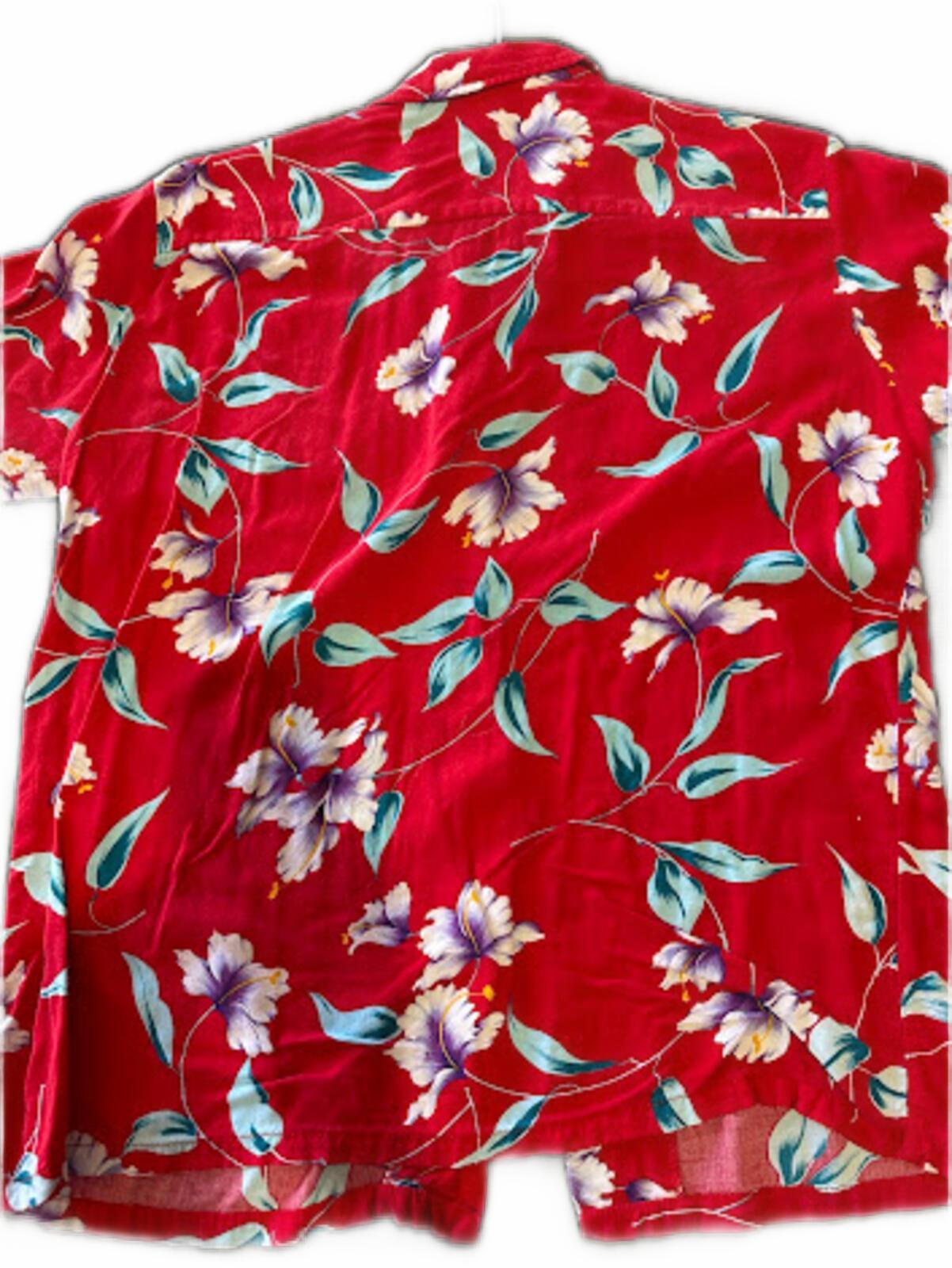 Nalu Hawaii Red Rayon Hawaiian Shirt Large