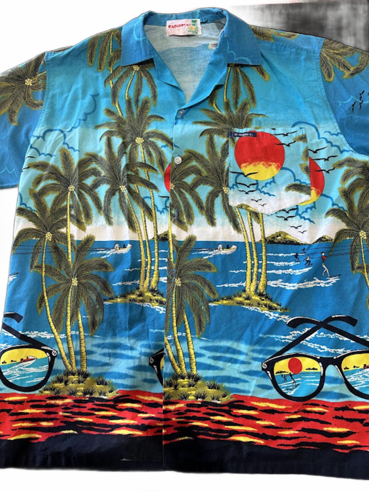 Caribbean Fashions Tropical Beach Hawaiian Shirt XL
