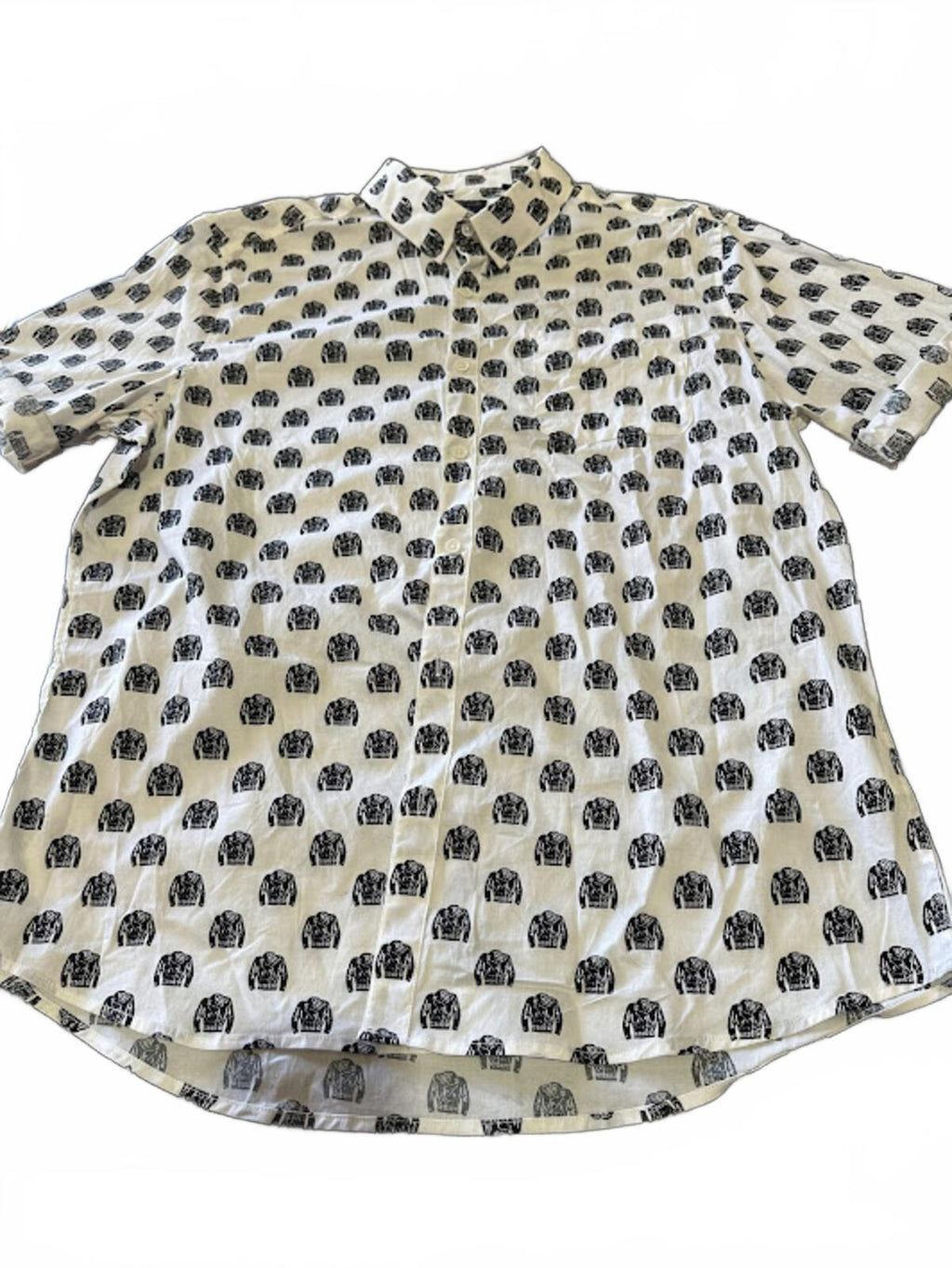 7 Diamonds All-Over Leather Jacket Print Shirt XL