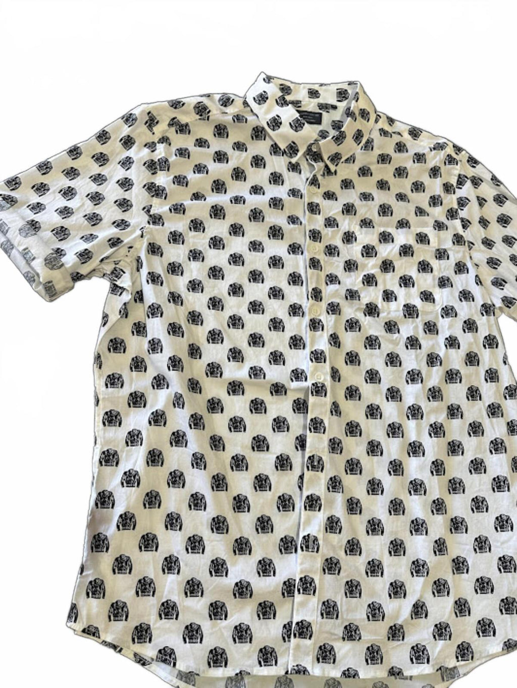 7 Diamonds All-Over Leather Jacket Print Shirt XL