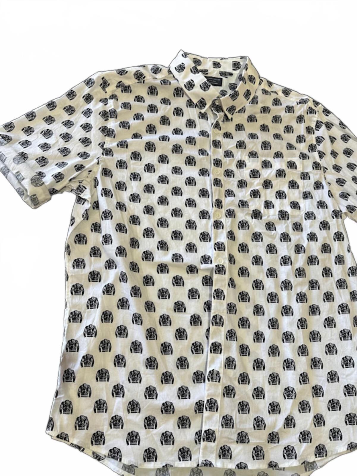7 Diamonds All-Over Leather Jacket Print Shirt XL