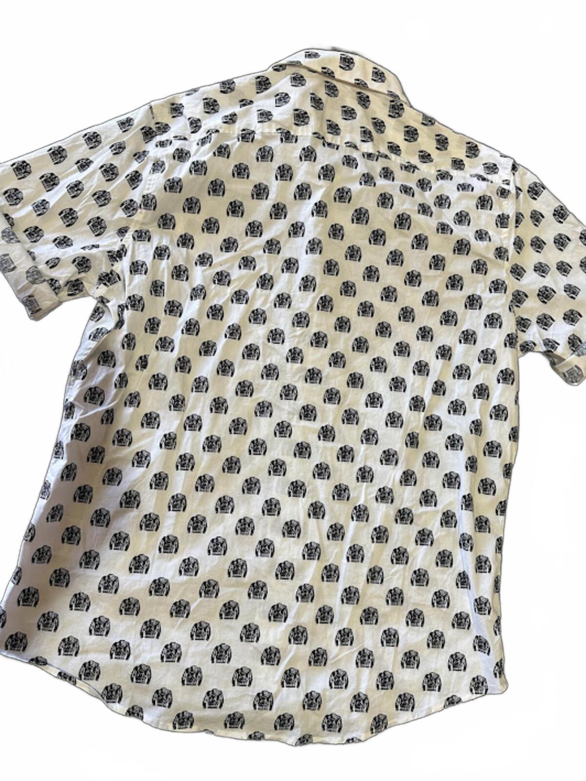7 Diamonds All-Over Leather Jacket Print Shirt XL