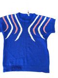 Vintage Blue Short Sleeve Sweater Top