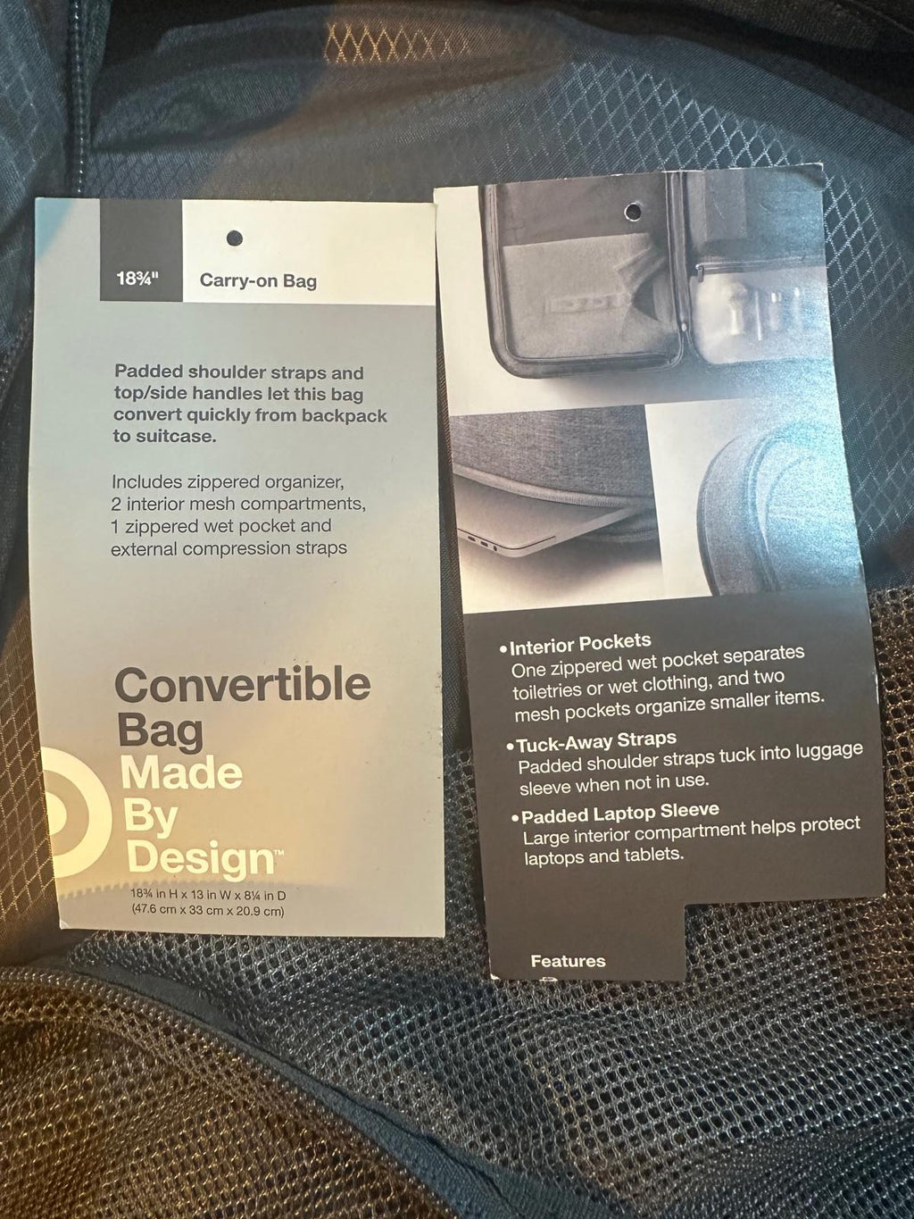 Made By Design Convertible Backpack Suitcase Carry-On – Target Brand – 18¾" Gray