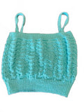 Hand Knit Turquoise Crop Tank Top