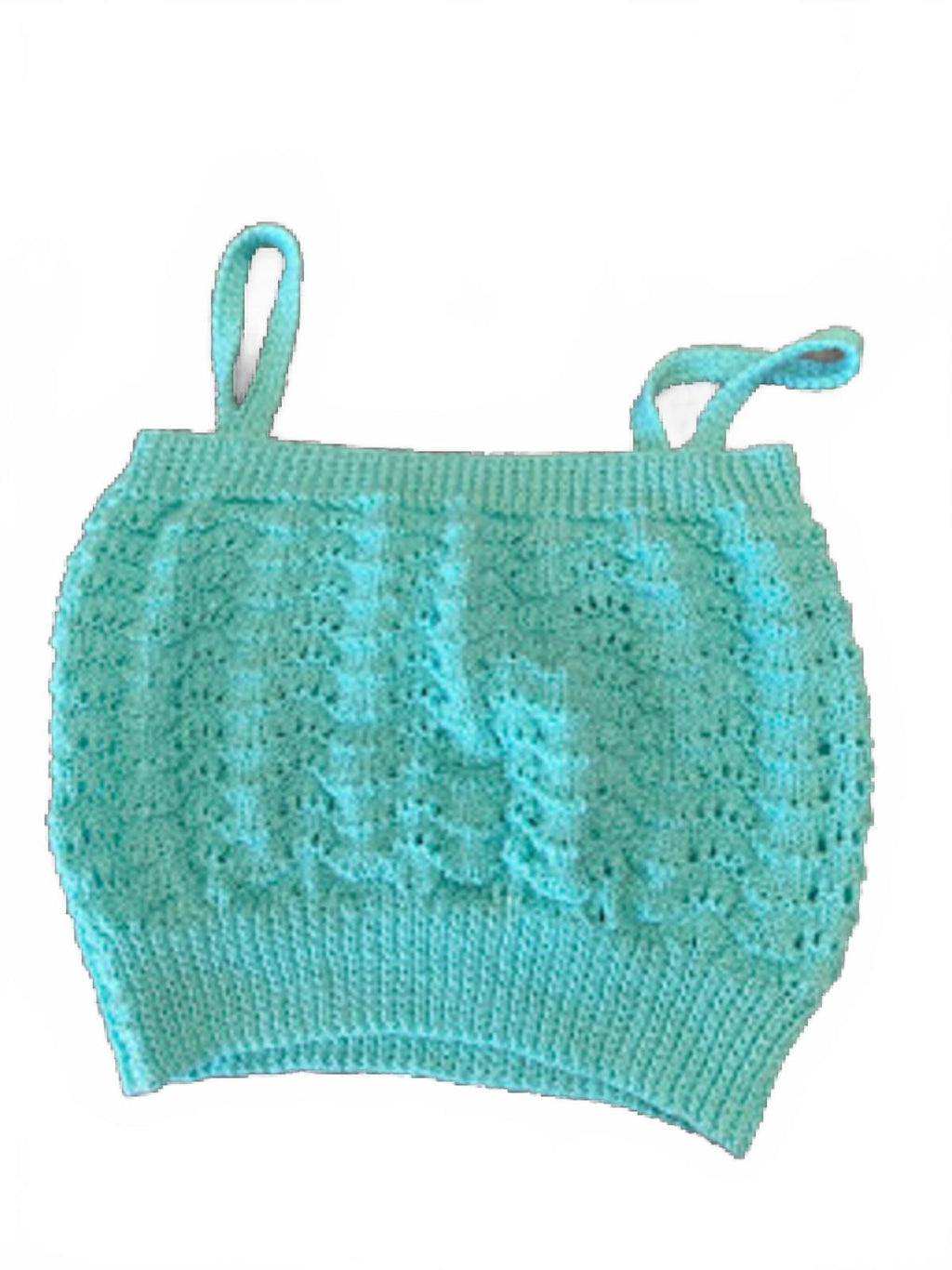 Hand Knit Turquoise Crop Tank Top