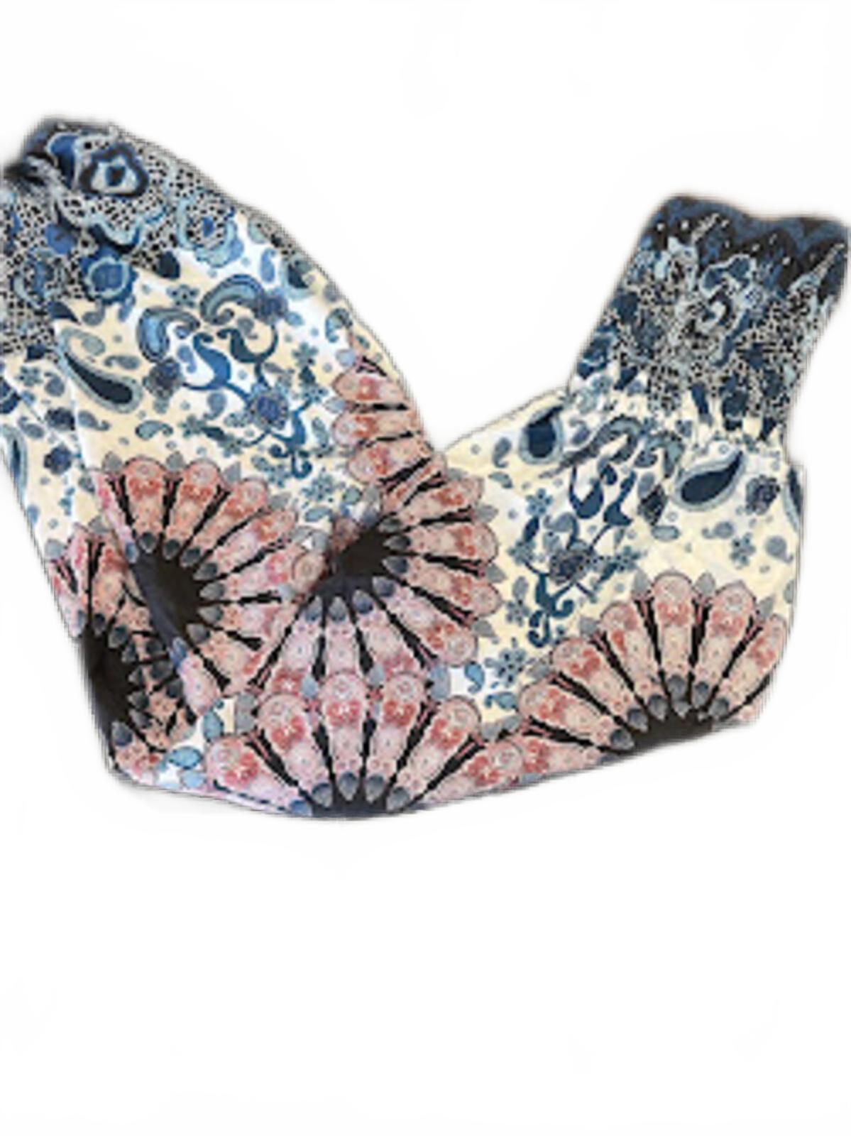 Boho Harem Jogger Pants Blue Floral Print