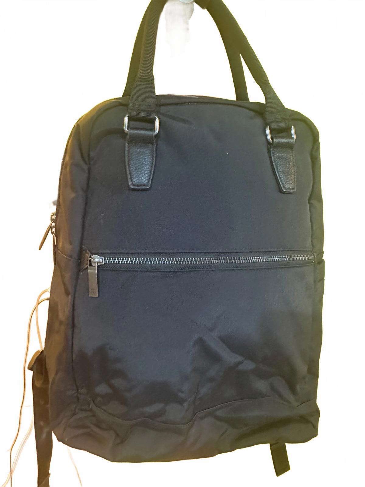 Minimalist Black Nylon Convertible Backpack Tote