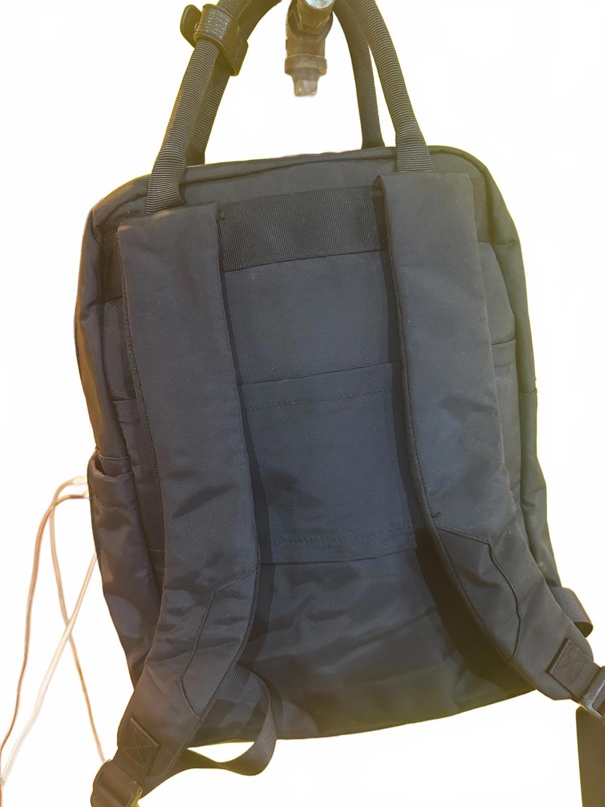 Minimalist Black Nylon Convertible Backpack Tote
